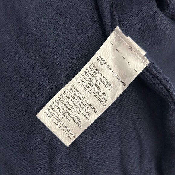 Chicos Womens Sz XXL Navy Open Front Cardigan/ Embroidered Floral Sleeves - Picture 8 of 11